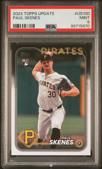 Graded 2024 Topps Update Paul Skenes #US100 Rookie RC Baseball Card PSA 9 Mint
