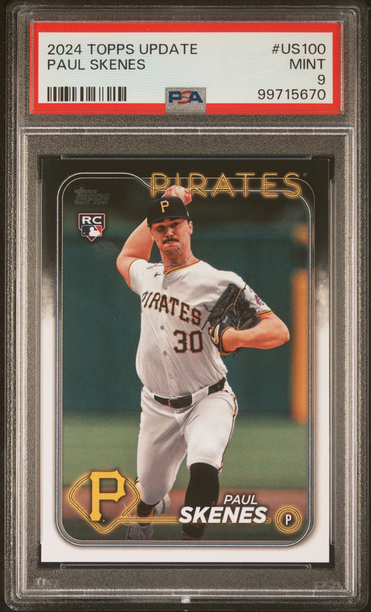 Graded 2024 Topps Update Paul Skenes #US100 Rookie RC Baseball Card PSA 9 Mint