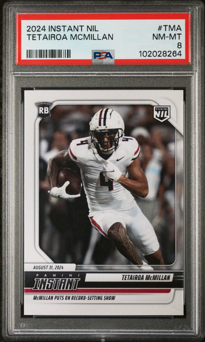 Graded 2024 Panini Instant NIL Tetairoa McMillan #TMA Rookie RC Football Card PSA 8 Near Mint