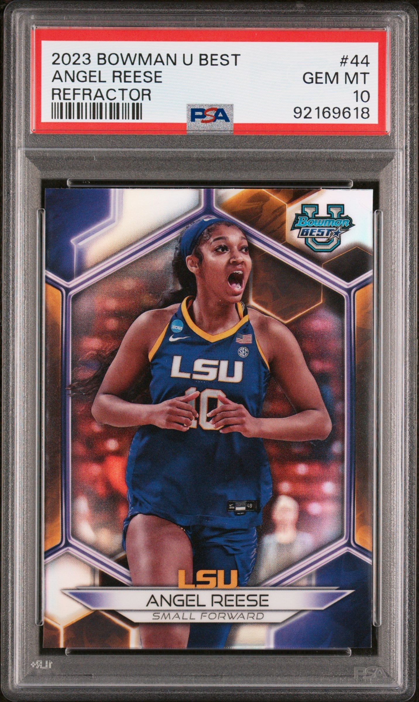 Graded 2023 Topps Bowman U Best Angel Reese #44 Refractor Rookie RC Basketball Card PSA 10 Gem Mint