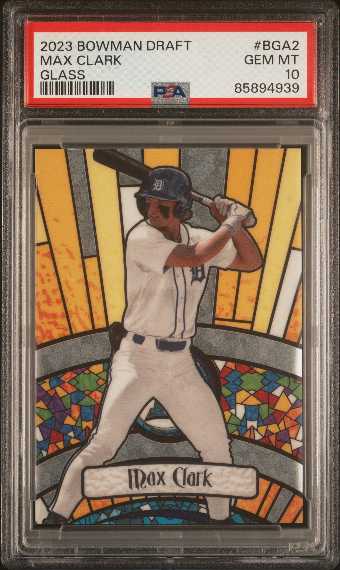Graded 2023 Topps Bowman Draft Max Clark #BGA2 Glass Rookie RC Baseball Card PSA 10 Gem Mint