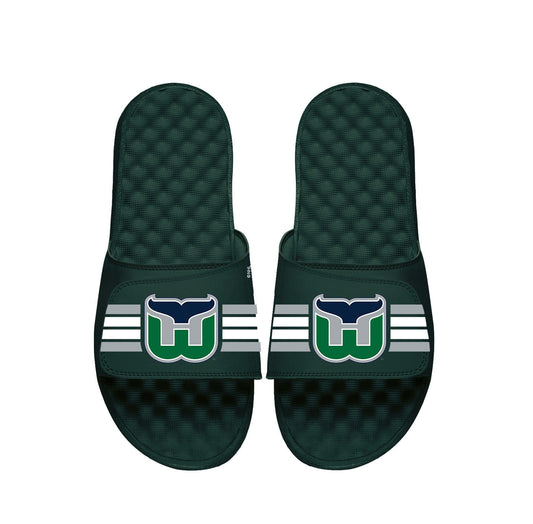 Hartford Whalers Dark Green Vintage Stripes Slides