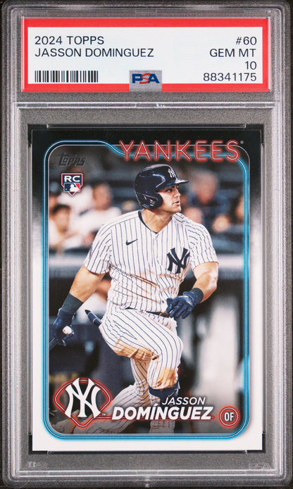 Graded 2024 Topps Jasson Dominguez #60 Rookie RC Baseball Card PSA 10 Gem Mint