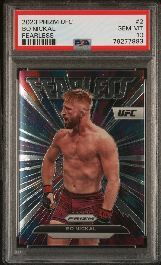 Graded 2023 Panini Prizm Bo Nickal #2 Fearless Rookie RC UFC MMA Card PSA 10 Gem Mint