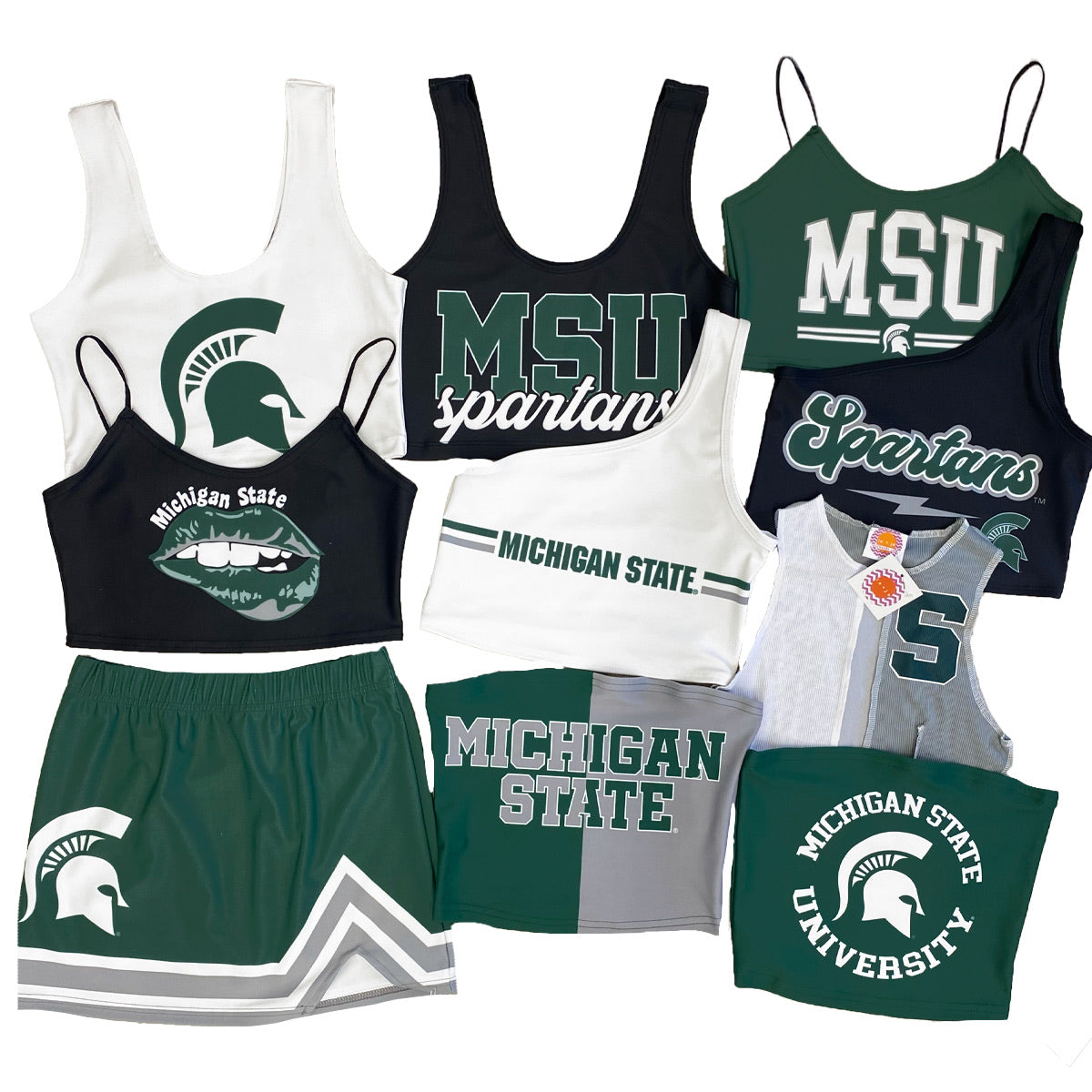 Michigan State Black Crop Tank Top