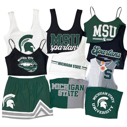 Michigan State Black Crop Tank Top
