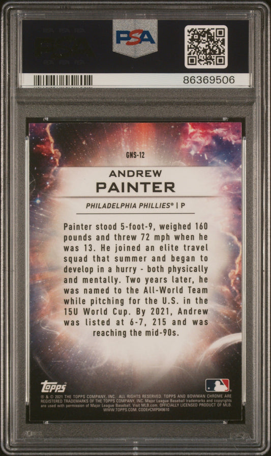Graded 2021 Topps Bowman Draft Andrew Painter #GNS12 Genesis Rookie RC Baseball Card PSA 10 Gem Mint