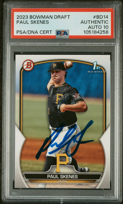 Graded 2023 Topps Bowman Draft Paul Skenes #BD14 Rookie RC Baseball Card PSA 10 Auto Grade Gem Mint