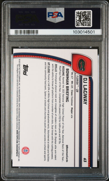 Graded 2024 Topps Bowman U Chrome DJ Lagway #63 Rookie RC Football Card PSA 10 Gem Mint