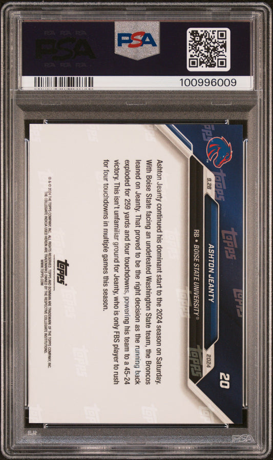 Graded 2024 Topps Bowman U Now Ashton Jeanty #20 Rookie RC Football Card PSA 10 Gem Mint