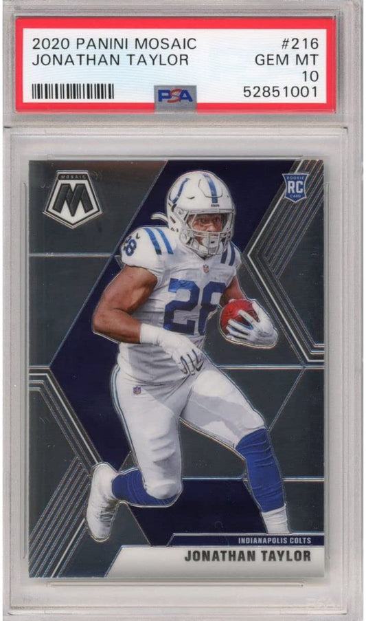 Graded 2020 Panini Mosaic Jonathan Taylor #216 Rookie RC Football Card PSA 10 Gem Mint