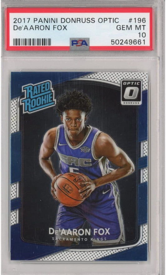 Graded 2017-18 Panini Donruss Optic De'Aaron Fox #196 Rookie RC Basketball Card PSA 10 Gem Mint