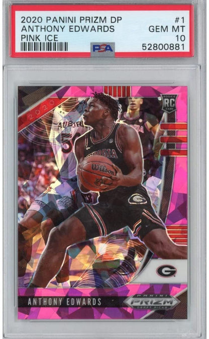 Graded 2020-21 Panini Prizm DP Draft Picks Anthony Edwards #1 Pink Ice Rookie RC Basketball Card PSA 10 Gem Mint