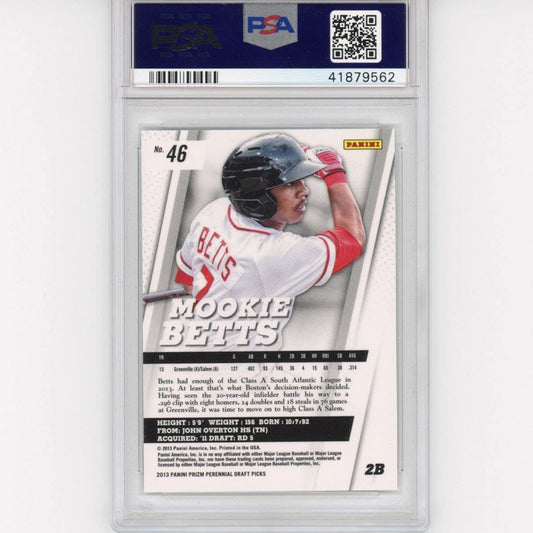 Graded 2013 Panini Prizm Mookie Betts #46 Perennial Draft Picks Rookie RC Baseball Card PSA 10 Gem Mint