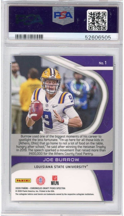Graded 2020 Panini Chronicles Draft Picks Joe Burrow #1 Spectra Rookie RC Football Card PSA 10 Gem Mint