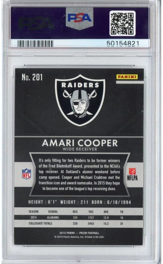 Graded 2015 Panini Prizm Amari Cooper #201 Running Rookie RC Football Card PSA 10 Gem Mint
