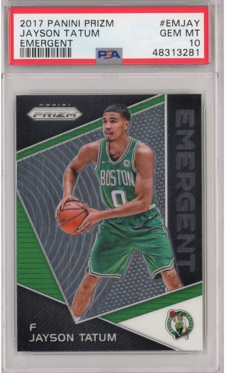 Graded 2017-18 Panini Prizm Jayson Tatum #EMJAY Emergent Rookie RC Basketball Card PSA 10 Gem Mint