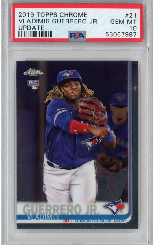 Graded 2019 Topps Chrome Update Vladimir Vlad Guerrero Jr. #21 Throwing Rookie RC Baseball Card PSA 10 Gem Mint