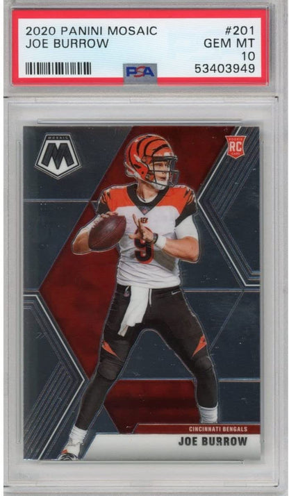 Graded 2020 Panini Mosaic Joe Burrow #201 Rookie RC Football Card PSA 10 Gem Mint