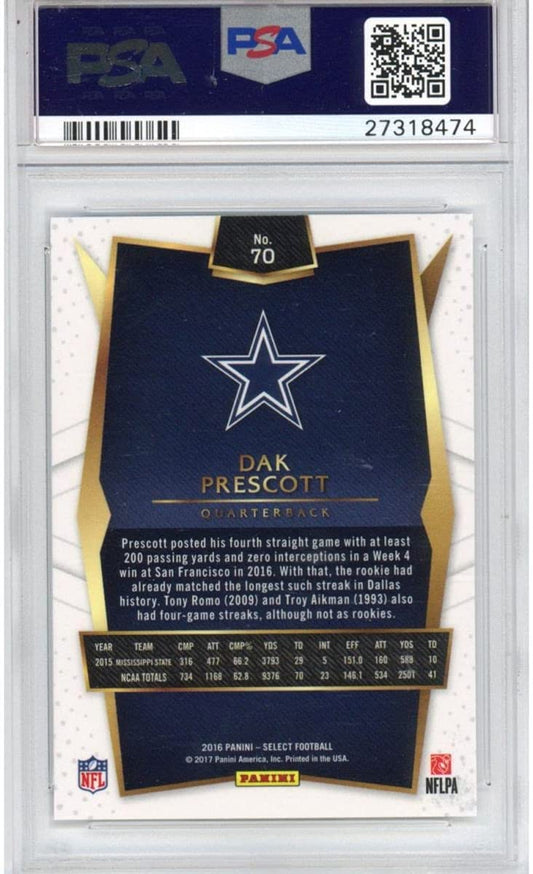 Graded 2016 Panini Select Dak Prescott #70 Rookie RC Football Card PSA 10 Gem Mint