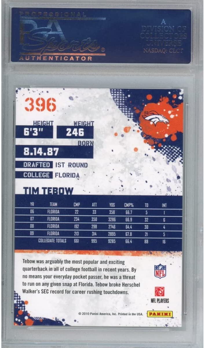 Graded 2010 Score Tim Tebow #396 Rookie RC Football Card PSA 10 Gem Mint