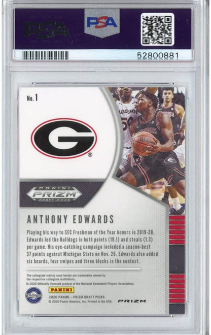 Graded 2020-21 Panini Prizm DP Draft Picks Anthony Edwards #1 Pink Ice Rookie RC Basketball Card PSA 10 Gem Mint