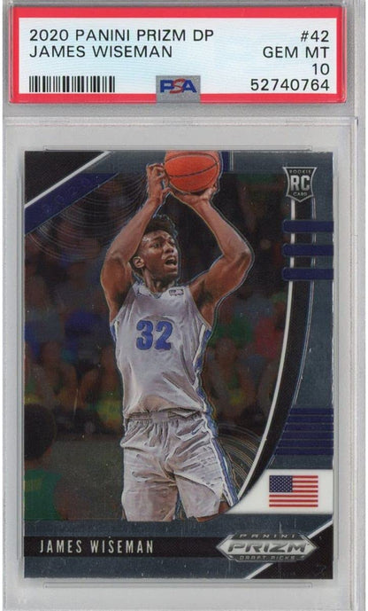 Graded 2020-21 Panini Prizm DP Draft Picks James Wiseman #42 Rookie RC Basketball Card PSA 10 Gem Mint
