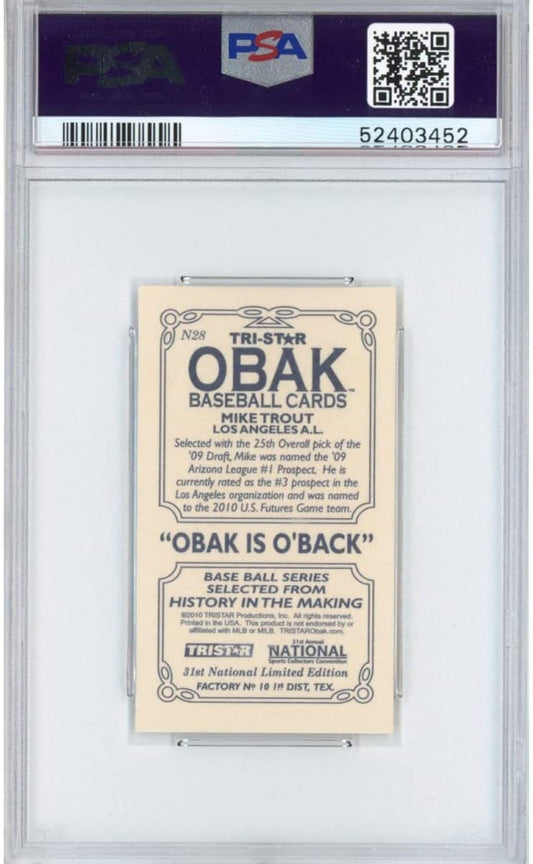 Graded 2010 Tristar Obak Mini Mike Trout #N28 31st National Promo Rookie RC Baseball Card PSA 10 Gem Mint