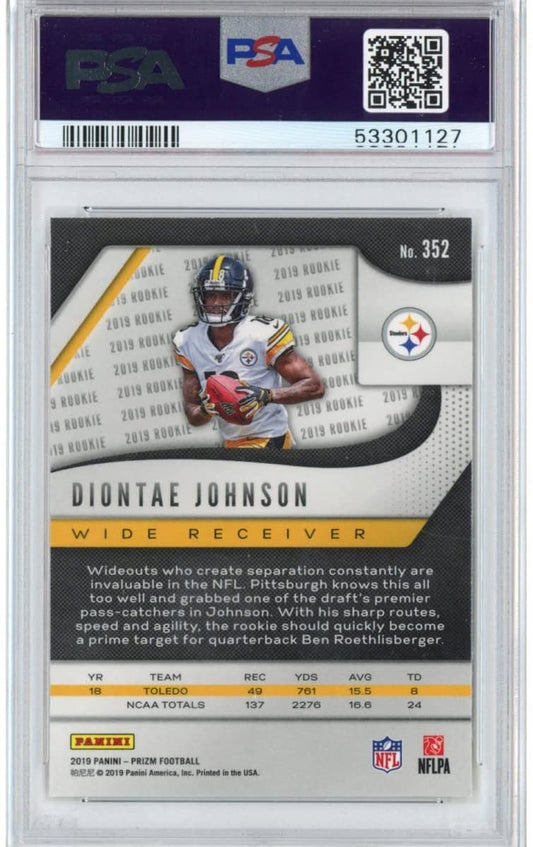 Graded 2019 Panini Prizm Diontae Johnson #352 Rookie RC Football Card PSA 10 Gem Mint