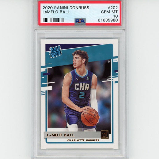 Graded 2020-21 Panini Donruss LaMelo Ball #202 Rated Rookie RC Basketball Card PSA 10 Gem Mint