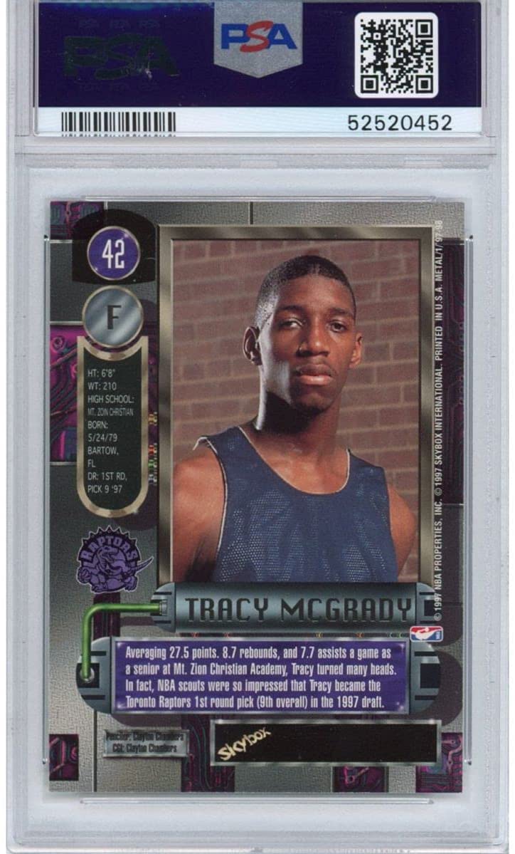 Graded 1997-98 Skybox Metal Universe Tracy McGrady #42 Rookie RC Basketball Card PSA 10 Gem Mint