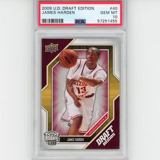Graded 2009-10 Upper Deck UD Draft Edition James Harden #40 Rookie RC Basketball Card PSA 10 Gem Mint
