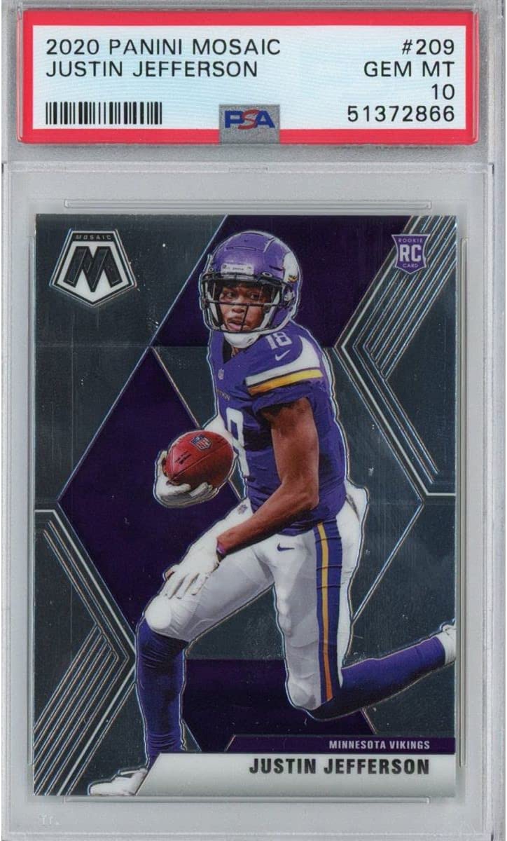 Graded 2020 Panini Mosaic Justin Jefferson #209 Rookie RC Football Card PSA 10 Gem Mint