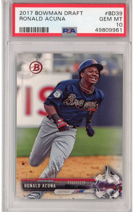 Graded 2017 Bowman Draft Ronald Acuna Jr. #BD39 Rookie RC Baseball Card PSA 10 Gem Mint