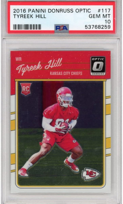 Graded 2016 Panini Donruss Optic Tyreek Hill #117 Rookie RC Football Card PSA 10 Gem Mint