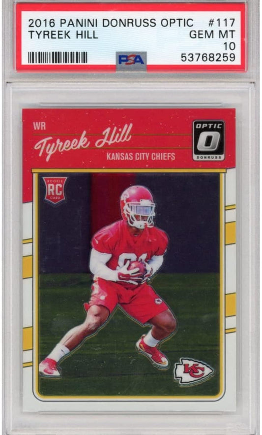Graded 2016 Panini Donruss Optic Tyreek Hill #117 Rookie RC Football Card PSA 10 Gem Mint