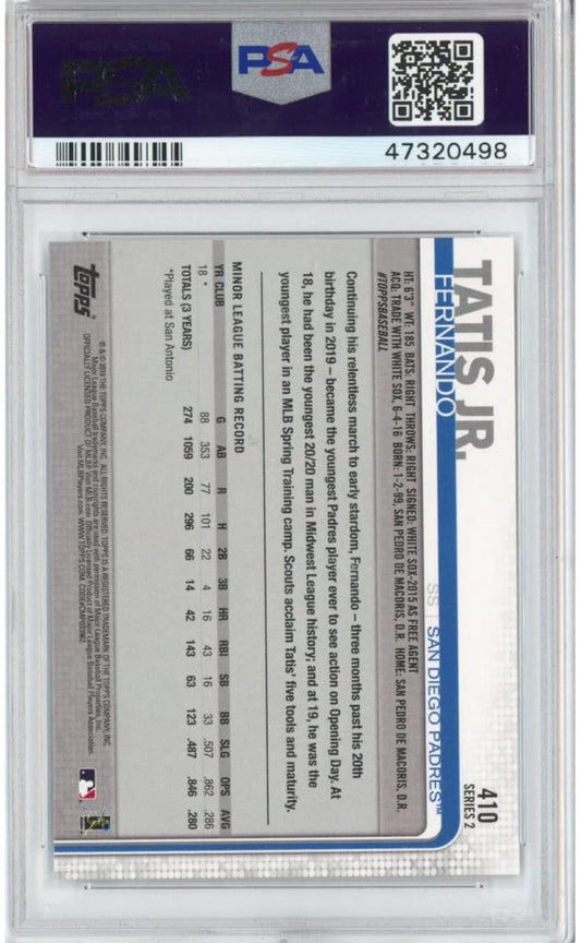 Graded 2019 Topps Series 2 Fernando Tatis Jr. #410 Rookie RC Baseball Card PSA 10 Gem Mint