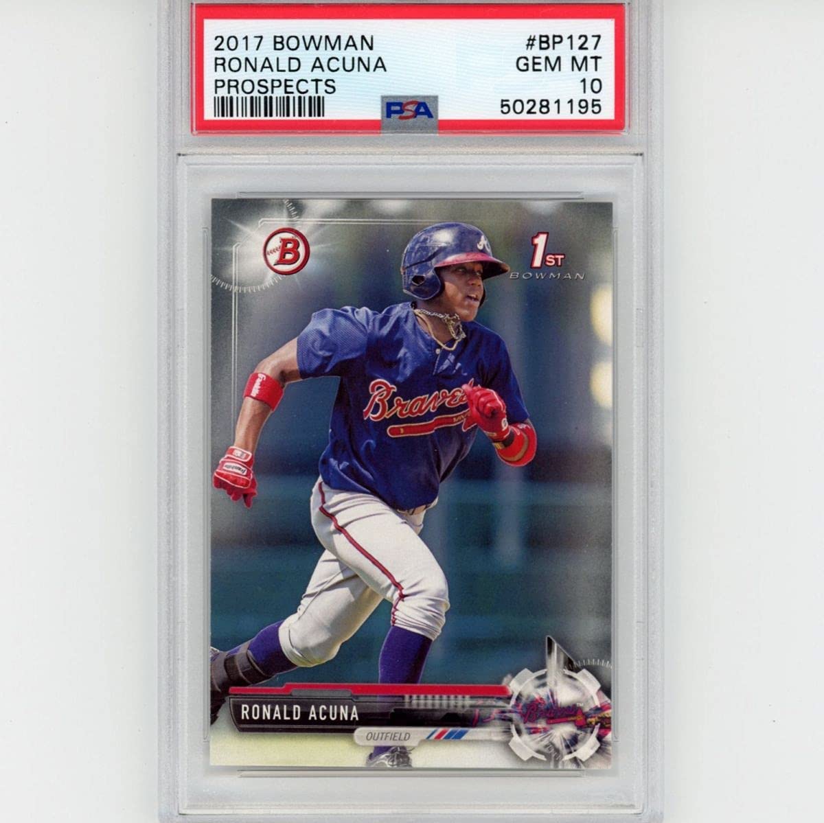Graded 2017 Bowman Prospects Ronald Acuna Jr. #BP127 Rookie RC Baseball Card PSA 10 Gem Mint