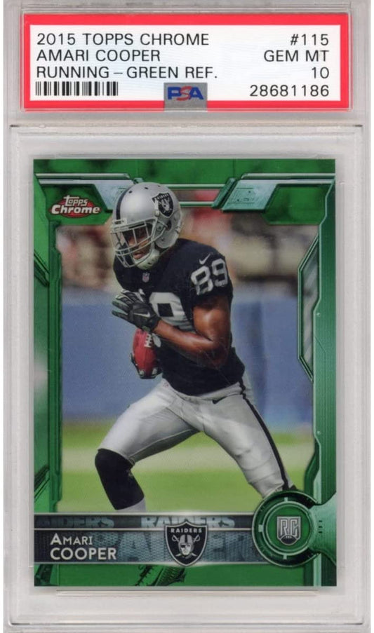 Graded 2015 Topps Chrome Amari Cooper #115 Running Green Refractor Rookie RC Football Card PSA 10 Gem Mint