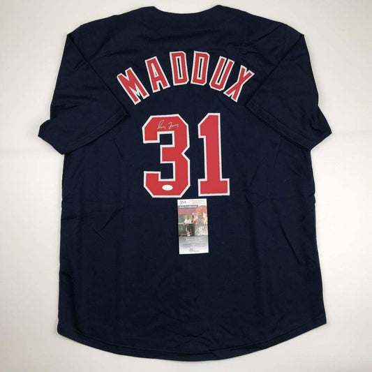 Autographed/Signed Greg Maddux Atlanta Blue Baseball Jersey JSA COA