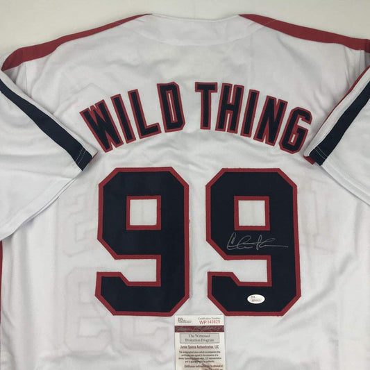 Autographed/Signed Charlie Sheen Wild Thing Ricky Vaughn Major League Movie Baseball Jersey JSA COA