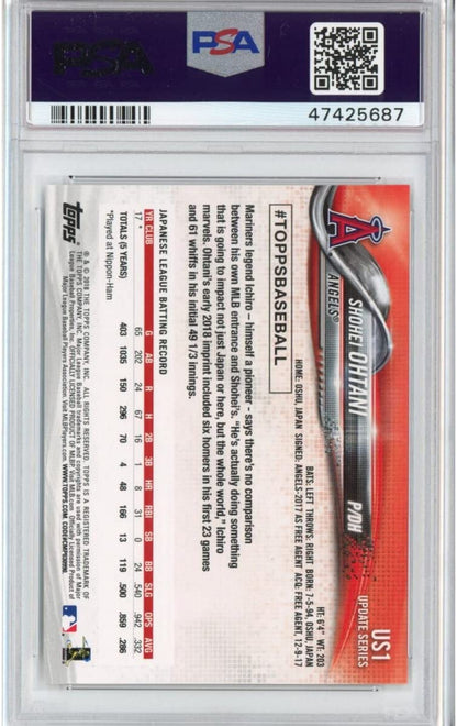 Graded 2018 Topps Update Shohei Ohtani #US1 Pitching In Red Jersey Rookie RC Baseball Card PSA 10 Gem Mint