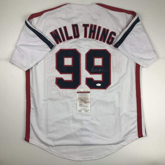 Autographed/Signed Charlie Sheen Wild Thing Ricky Vaughn Major League Movie Baseball Jersey JSA COA