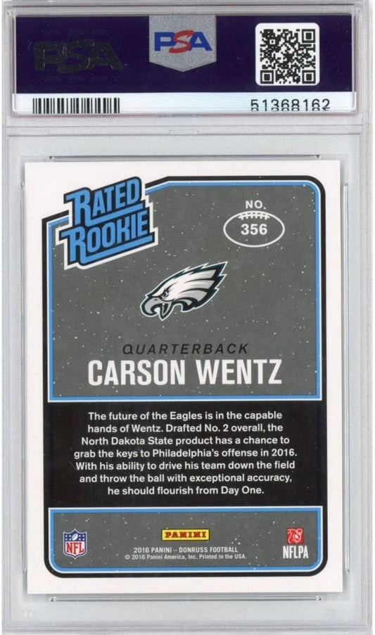 Graded 2016 Panini Donruss Carson Wentz #356 Rookie RC Football Card PSA 10 Gem Mint
