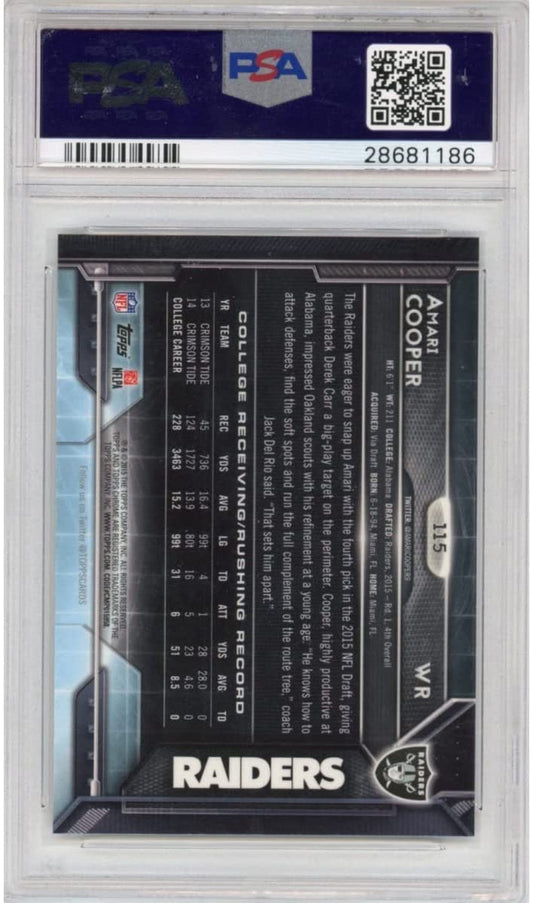 Graded 2015 Topps Chrome Amari Cooper #115 Running Green Refractor Rookie RC Football Card PSA 10 Gem Mint