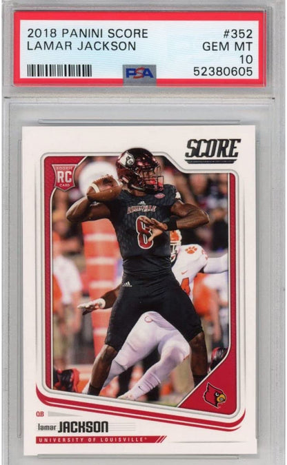 Graded 2018 Panini Score Lamar Jackson #352 Rookie RC Football Card PSA 10 Gem Mint