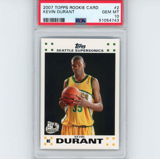 Graded 2007 Topps Rookie Card Kevin Durant #2 Rookie RC Basketball Card PSA 10 Gem Mint