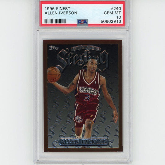 Graded 1996-97 Topps Finest Allen Iverson #240 Rookie RC Basketball Card PSA 10 Gem Mint