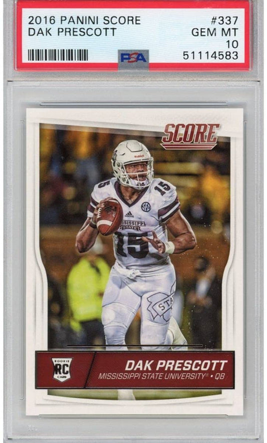 Graded 2016 Panini Score Dak Prescott #337 Rookie RC Football Card PSA 10 Gem Mint