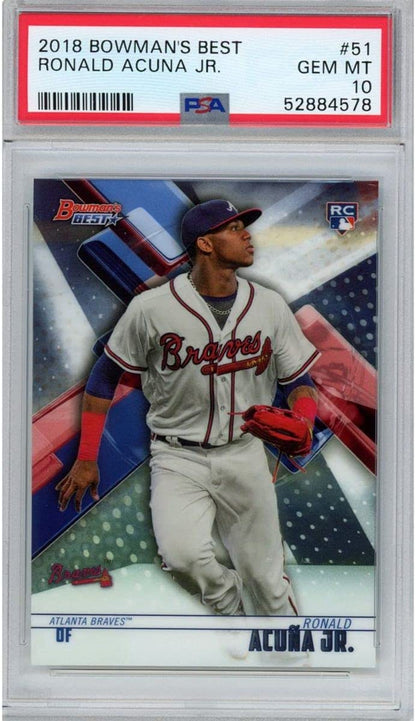 Graded 2018 Bowman's Best Ronald Acuna Jr. #51 Rookie RC Baseball Card PSA 10 Gem Mint